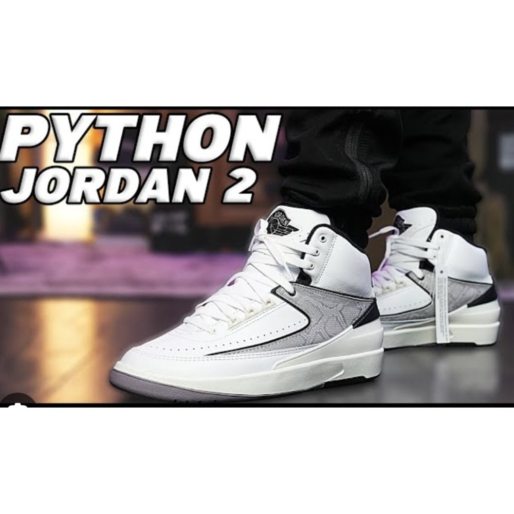 Air Jordan 2 Retro Python Cement Kids Size 4.5Y Hightop Basketball Sneakers